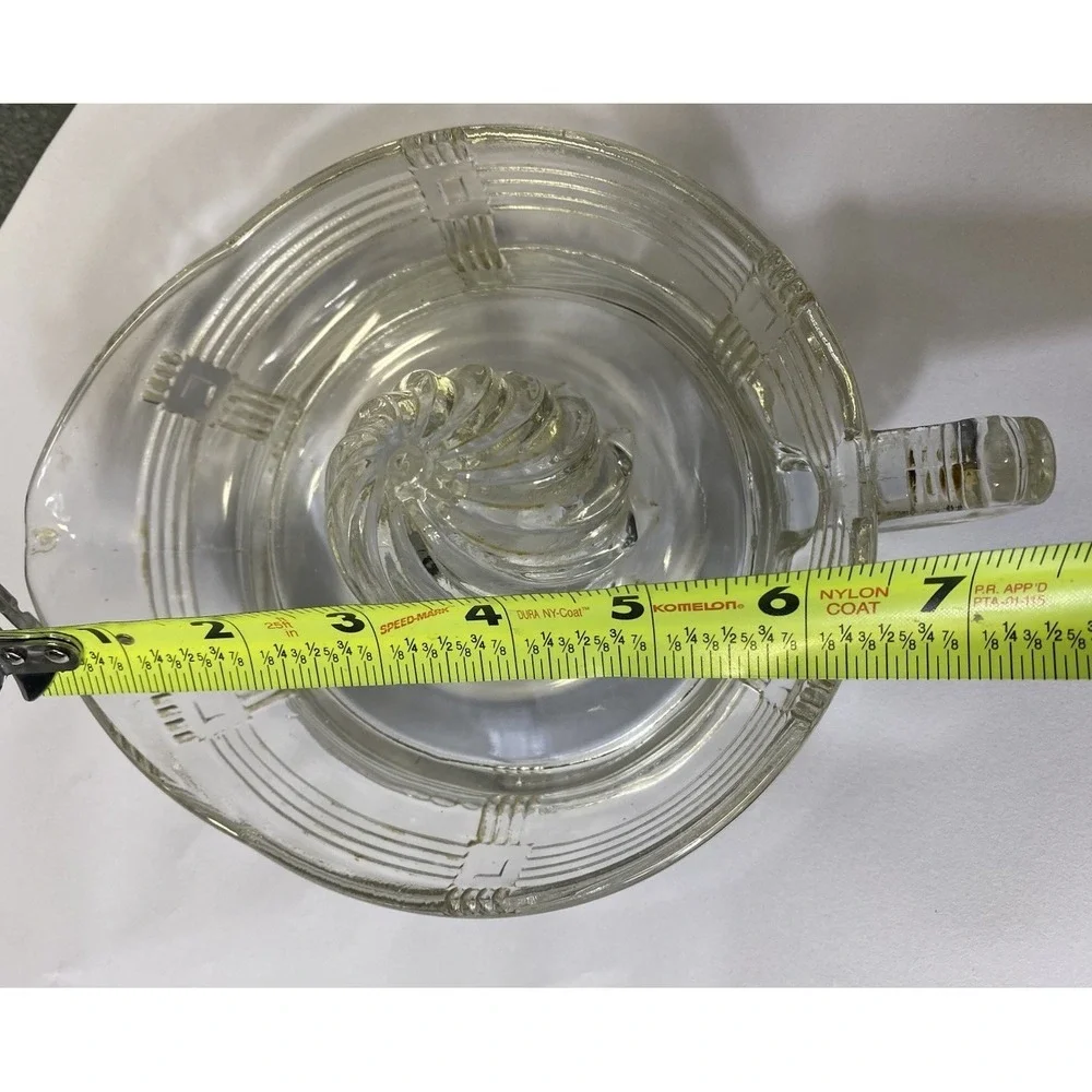 Vintage Hazel Atlas Clear Glass Juicer Reamer Basket Weave Criss Cross Pattern